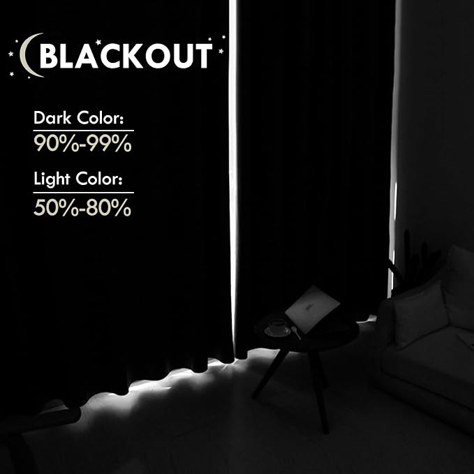 DWCN Blackout Curtains Thermal Insulated Energy Saving Bedroom and Kitchen - Image 3