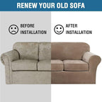 H.VERSAILTEX High Stretch Sofa Slipcover 4 Piece Cover Velvet Furniture - Image 7