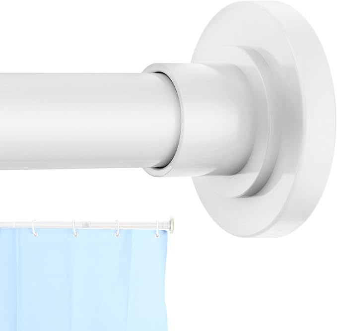 CorkLatta White Shower Curtain Rod 31 to 92 Inch, 1 Inch Diameter Adjustable by CorkLatta