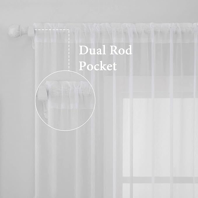 MIULEE White Window Sheer Curtains - Image 2