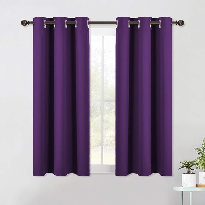 NICETOWN Royal Purple Blackout Curtain Panels 48 inch Long Set of 2 by NICETOWN