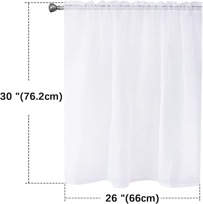 SpaceDresser White Kitchen Sheer Valance Curtains 24 Inch, Voile Sheer Cafe - Image 2