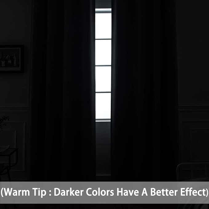 Yakamok Wide Thermal Blackout Patio Door Curtain Panel, Charcoal Grey Grommet - Image 3