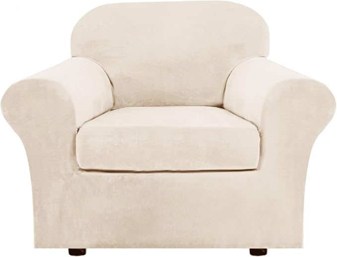 H.VERSAILTEX Rich Velvet Stretch 2 Piece Cover Chair Slipcover Sofa Cover by HVERSAILTEX