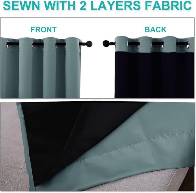 NICETOWN 100% Blackout Curtains 54 inches Long, Double-Deck Completely Blackout - Image 5