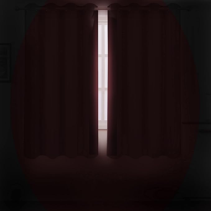 LEMOMO Burgundy Red Blackout Curtains 66 x 63 Inch Length/Set of 2 Curtain - Image 3