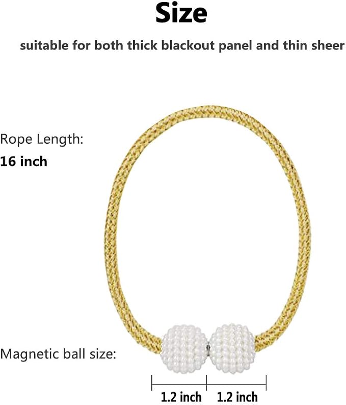 Melaluxe 2 Pack Magnetic Curtain Tiebacks, Decorative Curtain Holdbacks - Image 3