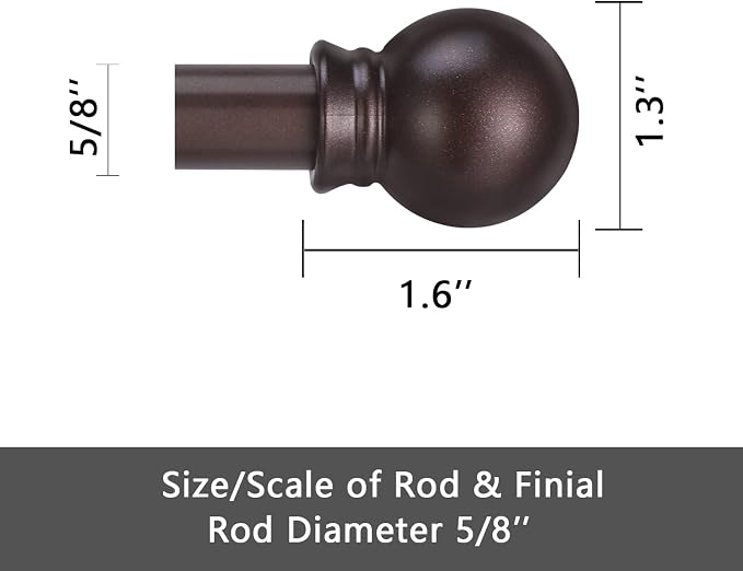GXOACKJ Curtain Rods for windows 48 to 84-93 inch, 5/8 inch Decorative Brown - Image 5