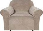 H.VERSAILTEX Stretch Velvet Armchair Cover Couch Covers 1 Cushion Chair by HVERSAILTEX