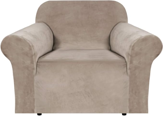 H.VERSAILTEX Stretch Velvet Armchair Cover Couch Covers 1 Cushion Chair by HVERSAILTEX