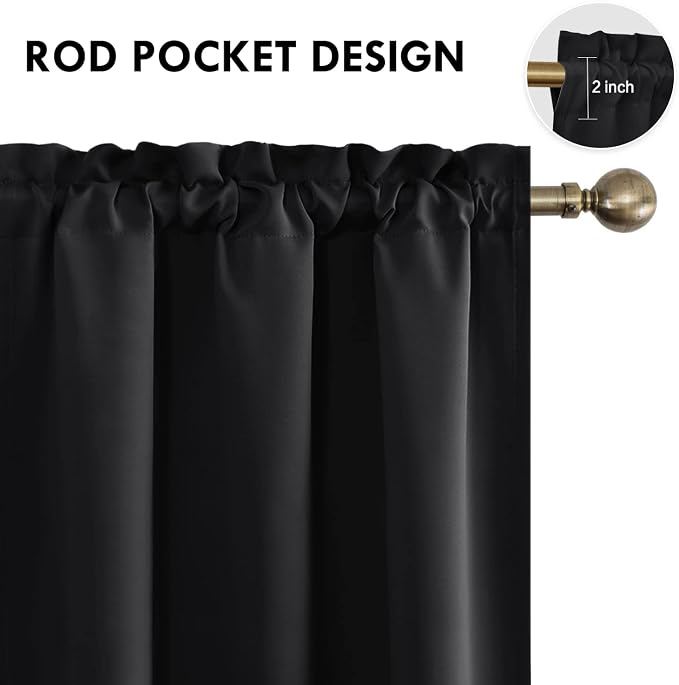 DWCN Black Blackout Curtains for Bedroom – Rod Pocket Thermal Insulated Energy - Image 4