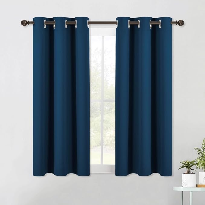 NICETOWN Moroccan Blue Kitchen Blackout Short Curtain Panels by NICETOWN