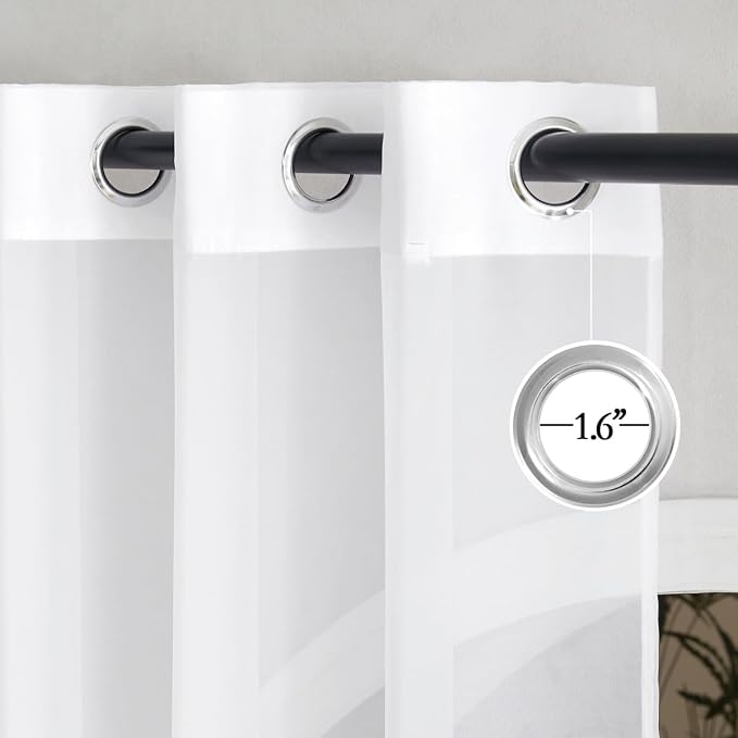 NICETOWN White Sheer Curtains for Living Room 90 inches Long - Image 2