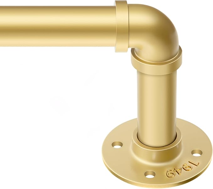 Zeerobee Curtain Rods for Windows 66 to 120, 1 Inch Industrial Wrap Around Gold by zeerobee