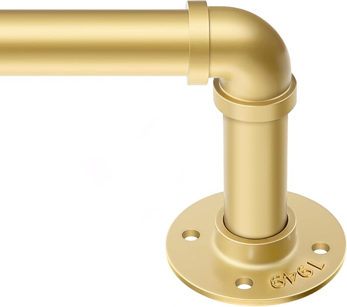 Zeerobee Curtain Rods for Windows 72 to 144, 1 Inch Industrial Wrap Around Gold by zeerobee
