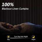 Guken 100% Blackout Linen Curtains 42 Inch Wide by 102 Inch 2 Panels Set - Image 2