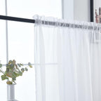 SpaceDresser White Kitchen Sheer Valance Curtains 24 Inch, Voile Sheer Cafe - Image 4