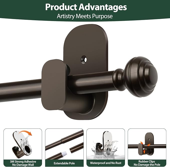 KAMANINA Curtain Rods No Drilling - Image 9