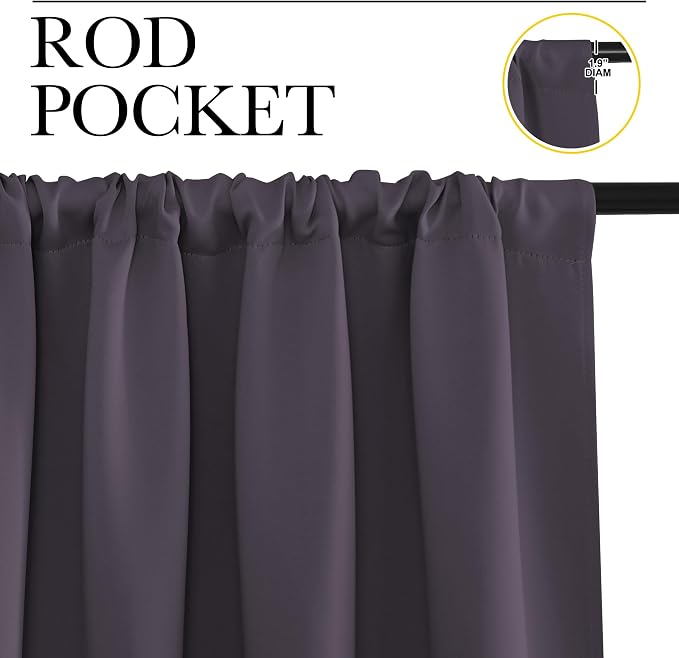 NICETOWN Blackout Curtains for Bedroom, 1 Pair, 70 by 63-inch, Window Treatment - Image 2