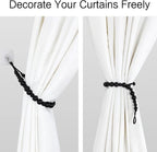 4 Pieces Wood Bead Curtain Tieback Boho Curtain Tiebacks Curtain Holdbacks - Image 3
