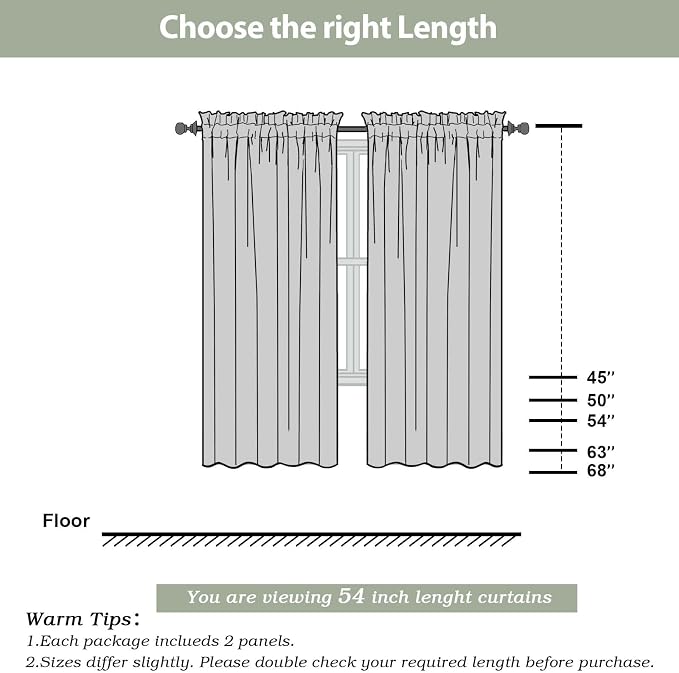 OWENIE Sheer Curtains 54 inches Long 2 Panels Set, Rod Pocket Curtain Sheers - Image 3