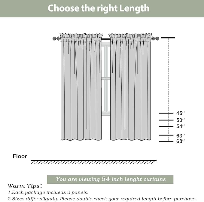OWENIE Sheer Curtains 54 inches Long 2 Panels Set, Rod Pocket Curtain Sheers - Image 4