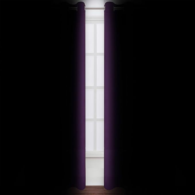 LEMOMO Purple Thermal Blackout Curtains/38 x 84 Inch/Set of 2 Panels Room - Image 3