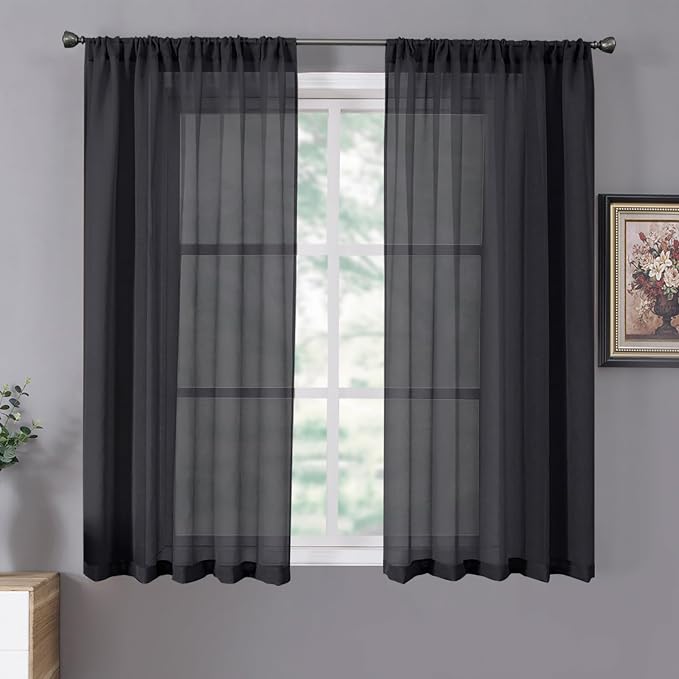 Tollpiz Short Sheer Curtains Living Room Linen Textured Curtain Sheers Light by Tollpiz