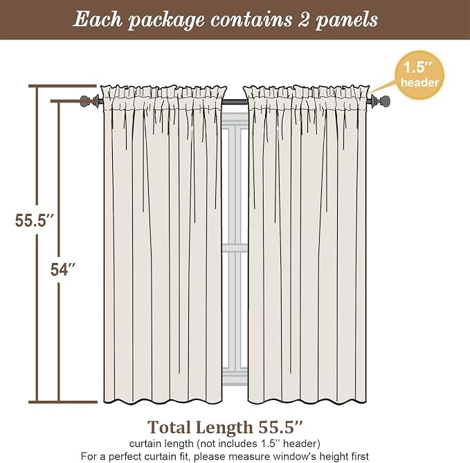 Chyhomenyc Navy Blue Sheer Curtains 54 Inch Length - Image 4