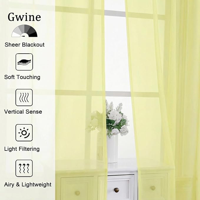 Gwine Sheer Curtains for Living Room 45 inch Length - Image 4