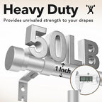 Extra Long Curtain Rods for Windows 32 to 240 Inch, 1 Inch Silver Heavy Duty - Image 6
