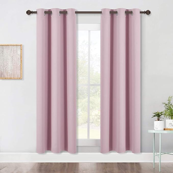 NICETOWN Blackout Window Curtains 70" L, 2 Panels, 34 inch, Baby Pink, Grommet by NICETOWN