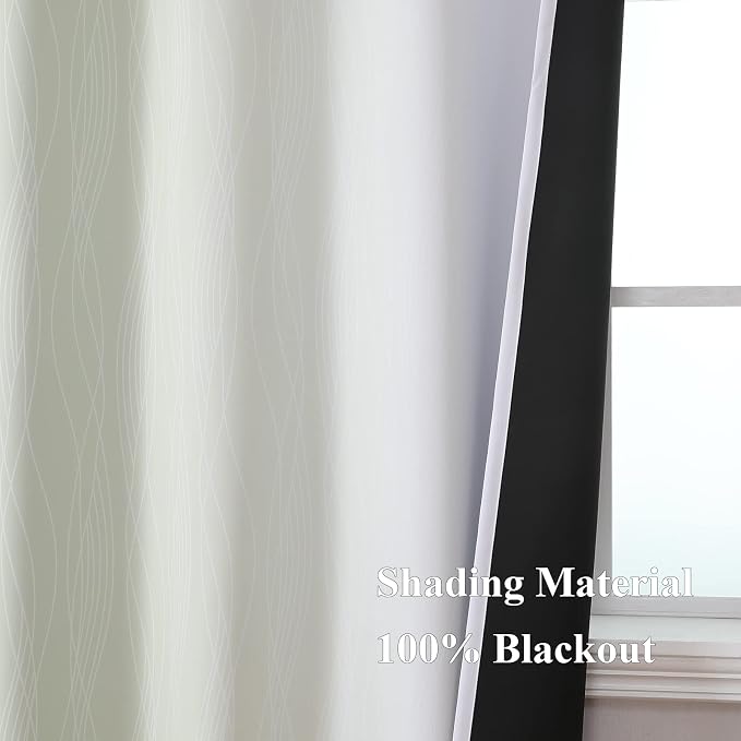 Estelar Textiler Sage and Greyish White Room Darkening Blackout Curtains 84 - Image 5