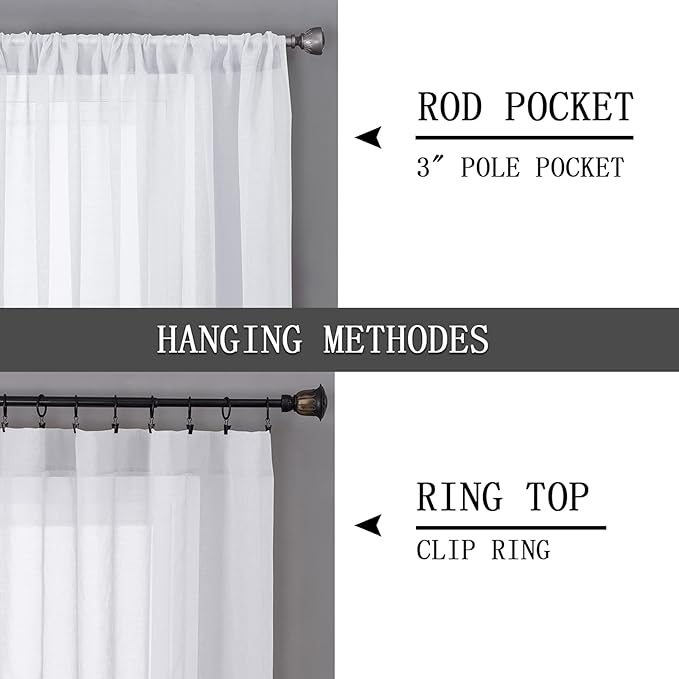 Tollpiz Short Sheer Curtains Linen Textured Living Room Curtain Sheers Light - Image 5