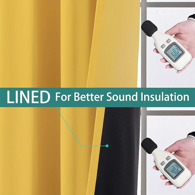 Yakamok 100% Blackout Thermal Insulated Curtains, Noise Reducing Barrier Panel - Image 4