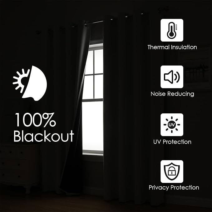 ChrisDowa 100% Blackout Curtains 84 inch Long - Image 2