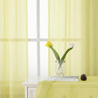 Lecloud Goose Yellow Sheer Curtains 63 Inch Length 2 Panels, Light Filtering - Image 2