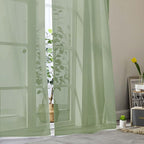 Sage Green Sheer Curtains 84 Inches Long 2 Panels, Soft Light Filtering Curtains - Image 9