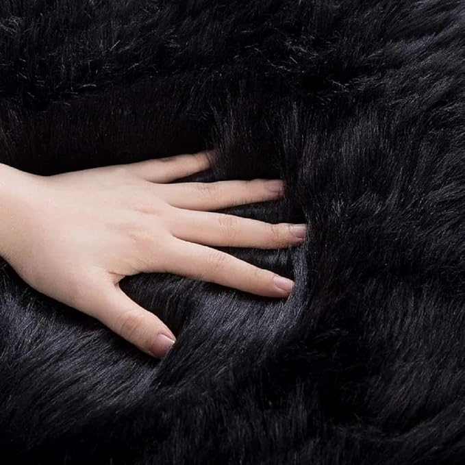 ORINOVA Black Rugs for Living Room 8x10 Area Rugs for Bedroom Shag Washable - Image 8