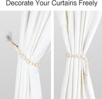 OCIOLI 2 Pieces of Wood Bead Curtain Tieback Boho Curtain Tiebacks Curtain - Image 4