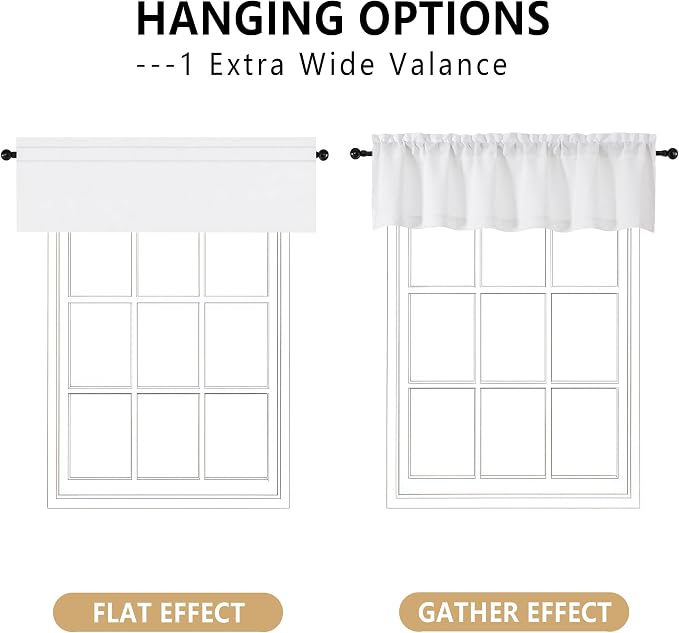 OVZME White Valance for Windows, Light Filtering ThickTextured Small Kitchen - Image 3