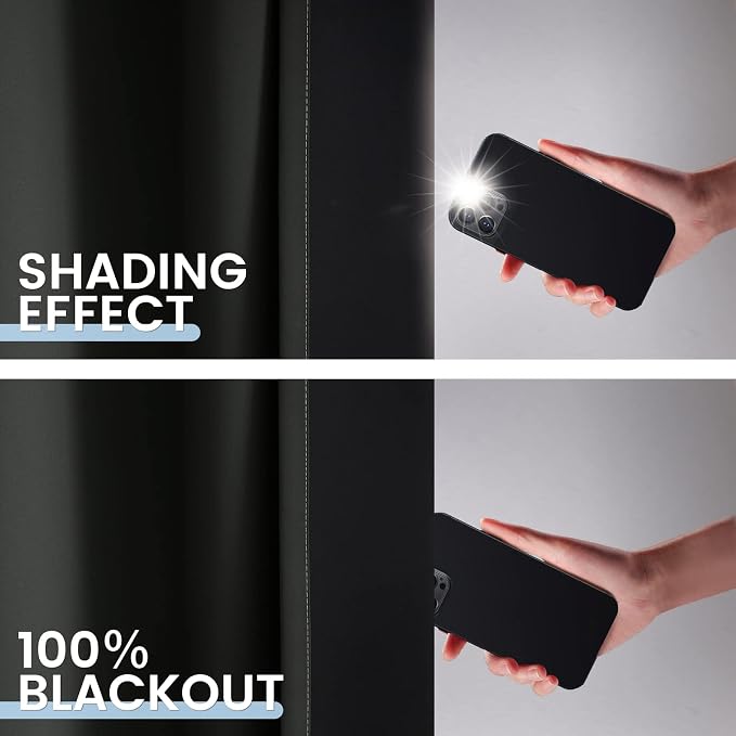 SimpleHome Black Ombre 100% Blackout Curtains - Image 5