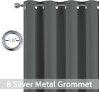 Yakamok Room Darkening Dark Gray Blackout Curtains Thermal Insulated Grommet - Image 3