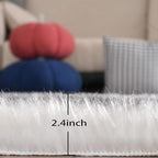 ORINOVA White and Grey Area Rugs 9x12 Living Room Large Washable Faux Fur Rugs - Image 2