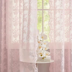 YJ YANJUN Vintage Lace Curtains Short Pink Floral Curtains 54 inch Length 2 by YJYANJUN
