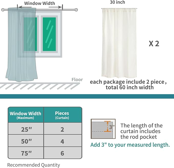BGment Short White Curtains 40 Inch Length - Image 9