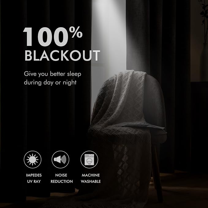 MIULEE Linen Curtains for Bedroom 100% Blackout Thermal Insulated Burnt Orange - Image 3