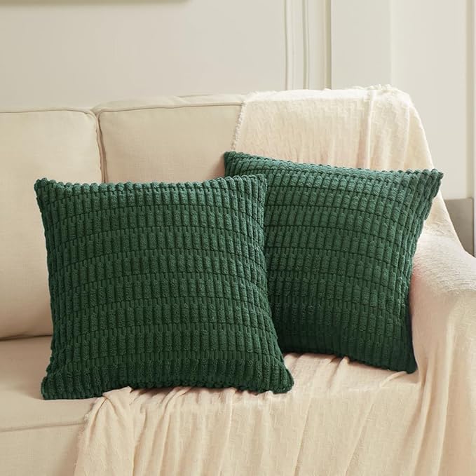Fancy Homi Set of 4 Dark Green Boho Decorative Throw Pillow Covers 26x26 Inch - Image 6