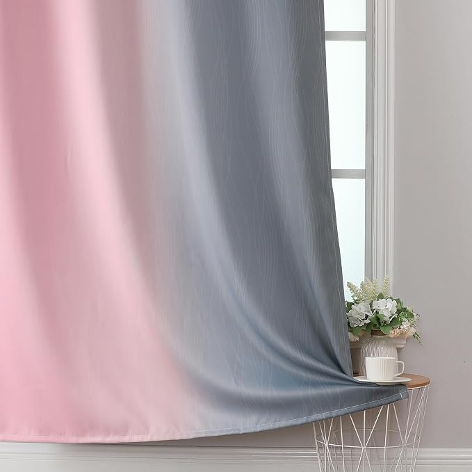 Estelar Textiler Ombre Gray and Pink Blackout Curtains 63 Inch Length 2 Panels - Image 6