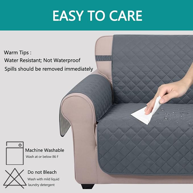 U-NICE HOME Recliner Chair Covers Reversible Quilted Water Repellent Pet - Image 4